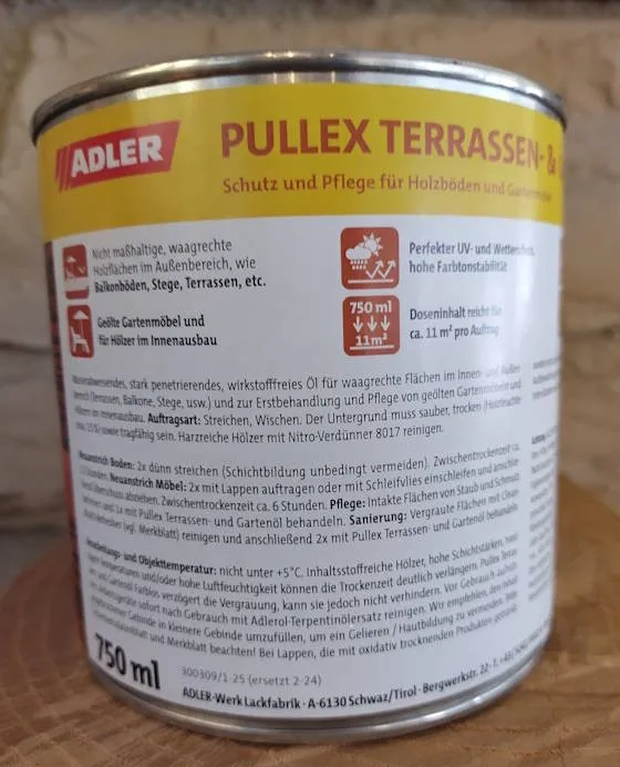 Adler Pullex Terrassen- und Gartenöl Bangkirai 750 ml